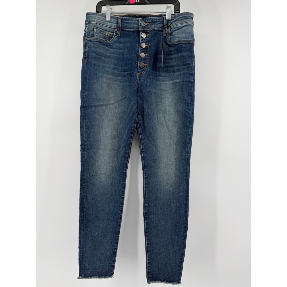 KUT from the Kloth Connie Ankle Skinny Jeans Womens 10 Blue High Rise Button Fly